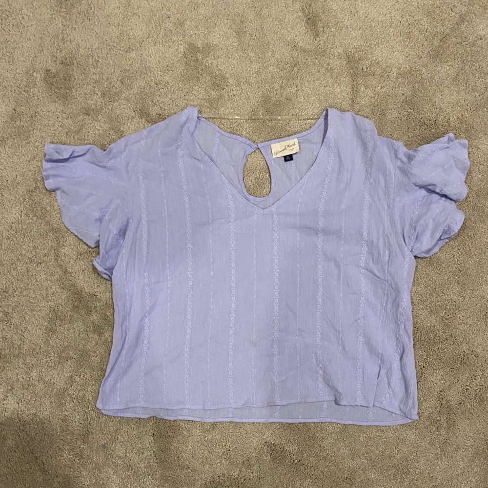 Lilac flutter sleeve blouse